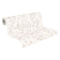 Florale Tapete Wei&szlig; Ros&eacute; &ndash; Vliestapete...