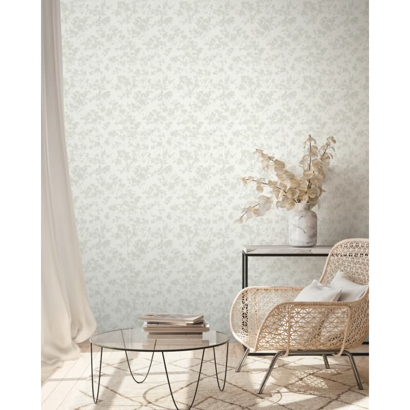 Blumentapete Weiß Hellgrau – Vliestapete mit feinem Blütenmuster – Zart & modern AS-Creation (395482)