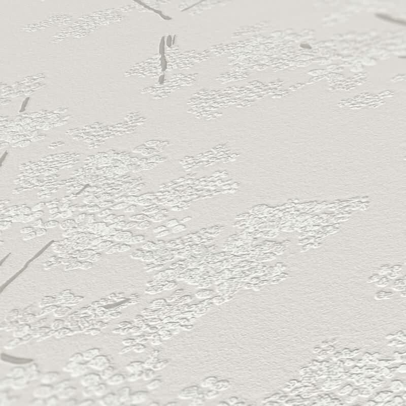 Florale Tapete Weiß Grau – Vliestapete mit Zweigmuster – Natürlich dezent matt AS-Creation (395484)