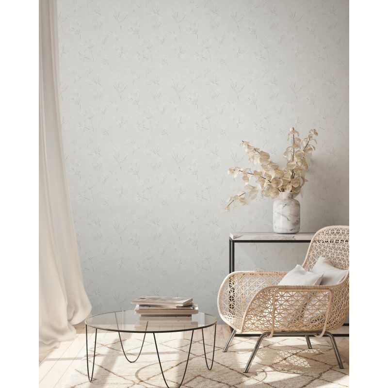 Florale Tapete Weiß Grau – Vliestapete mit Zweigmuster – Natürlich dezent matt AS-Creation (395484)