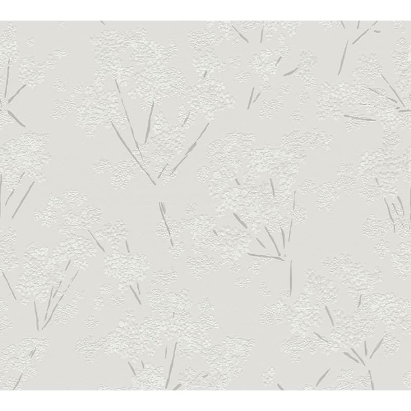 Florale Tapete Weiß Grau – Vliestapete mit Zweigmuster – Natürlich dezent matt AS-Creation (395484)