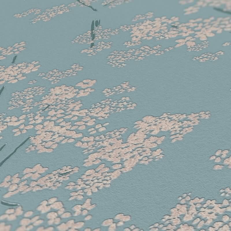 Blumentapete Blau Weiß – Vliestapete mit floralen Zweigen – Verspielt & frisch AS-Creation (395485)