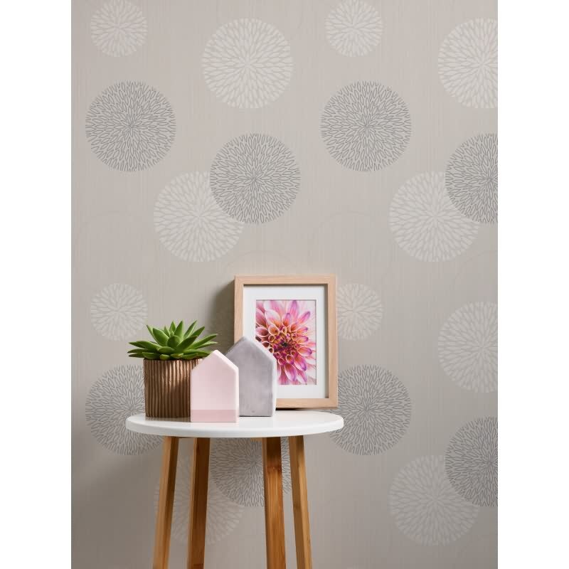 Kreistapete Beige Silber – Vliestapete mit grafischem Muster – Modern & dezent glänzend AS-Creation (937912)