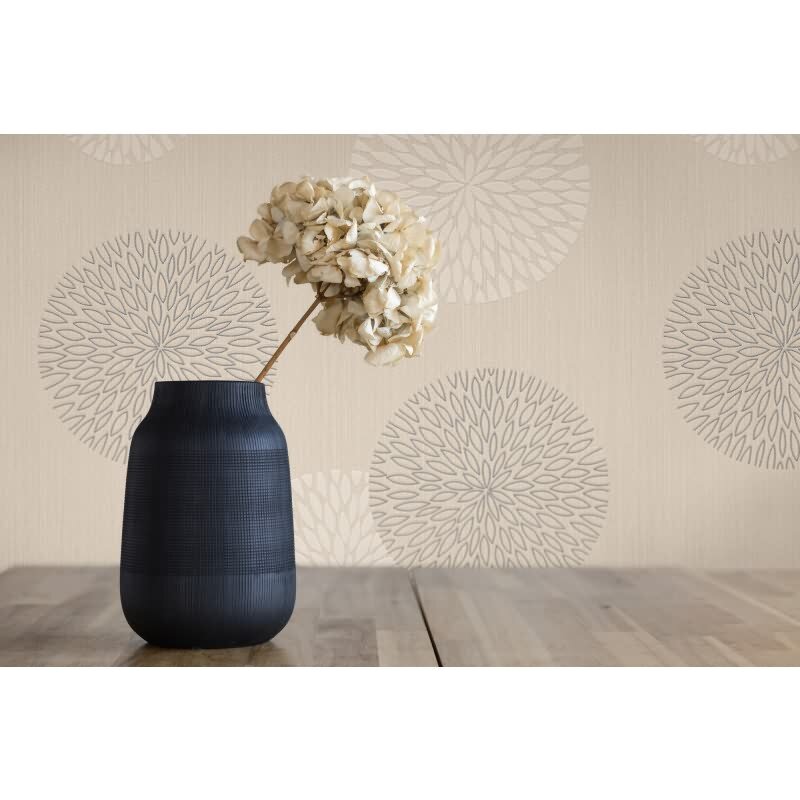 Kreistapete Beige Silber – Vliestapete mit grafischem Muster – Modern & dezent glänzend AS-Creation (937912)