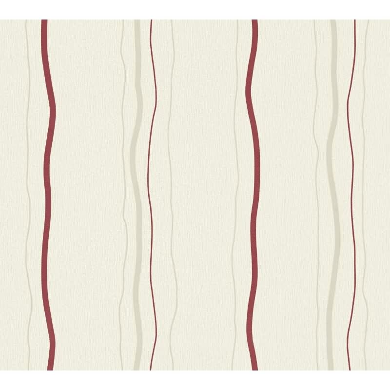 Streifentapete Beige Rot – Vliestapete mit Wellenlinien – Modern & lebendig AS-Creation (958731)