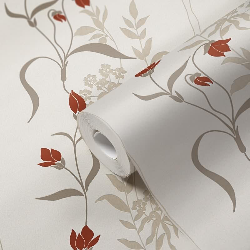 Florale Tapete Beige Rot – Vliestapete mit Blumenranken – Elegant & verspielt AS-Creation (958741)