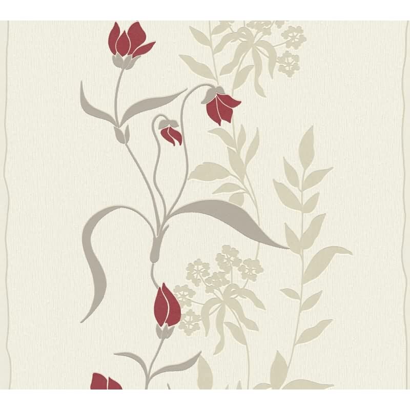 Florale Tapete Beige Rot – Vliestapete mit Blumenranken – Elegant & verspielt AS-Creation (958741)
