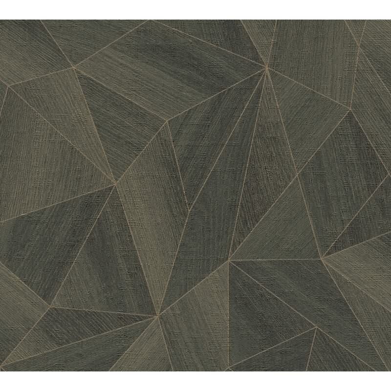 3D-Tapete Geometrisch Dunkelgrün Braun - Vliestapete mit Faltoptik - Mustertapete livingwalls (361334)