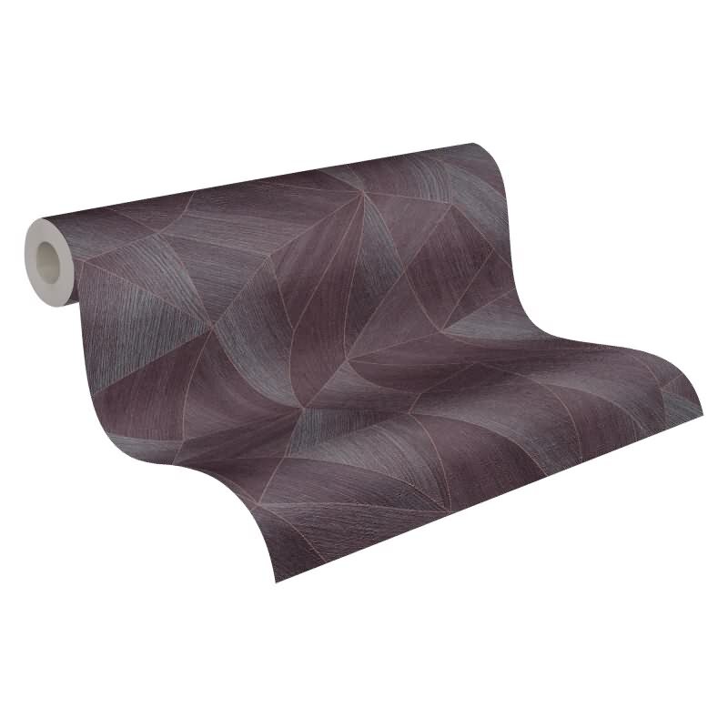 3D-Tapete Geometrisch Bordeaux Grau - Vliestapete mit Faltoptik - Mustertapete modern livingwalls (361335)