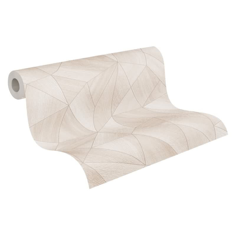 3D-Tapete Geometrisch Beige Rosé - Vliestapete mit Faltoptik - Mustertapete modern livingwalls (361337)