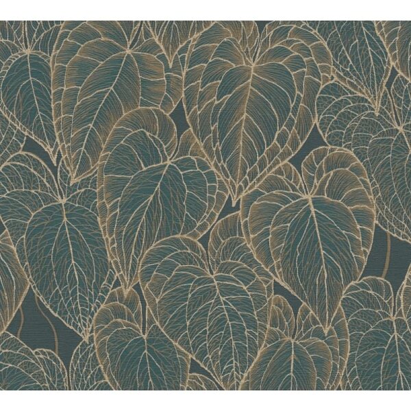Blätter-Tapete Dunkelgrün Gold - Vliestapete mit Blattmuster - Mustertapete elegant livingwalls (781281)