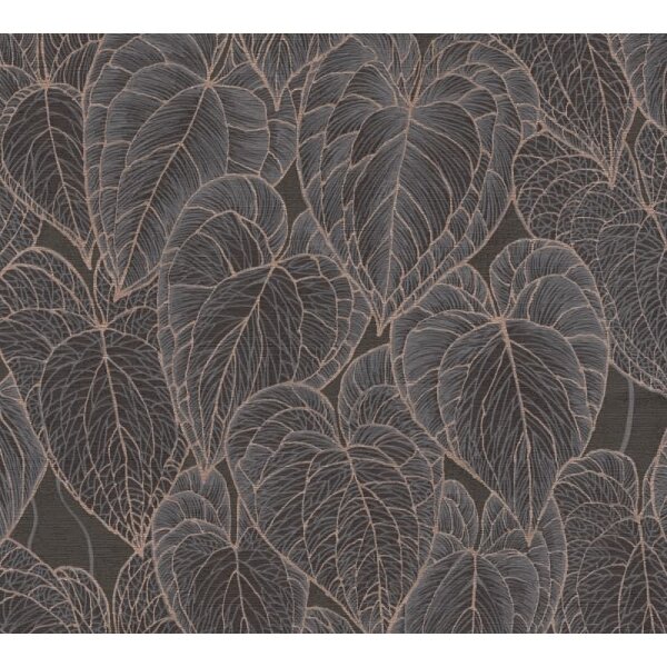 Blätter-Tapete Dunkelbraun Kupfer - Vliestapete mit Blattmuster - Mustertapete elegant livingwalls (781282)