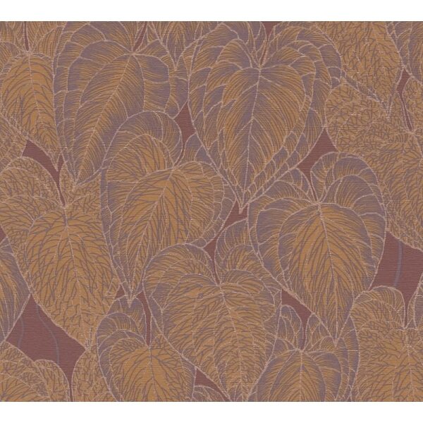 Blätter-Tapete Terracotta Kupfer - Vliestapete mit Blattmuster - Mustertapete modern livingwalls (781284)