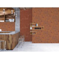 Bl&auml;tter-Tapete Terracotta Kupfer - Vliestapete mit...