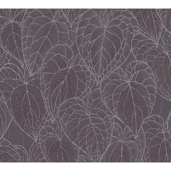 Blätter-Tapete Aubergine Silber - Vliestapete mit Blattmuster - Mustertapete modern livingwalls (781285)
