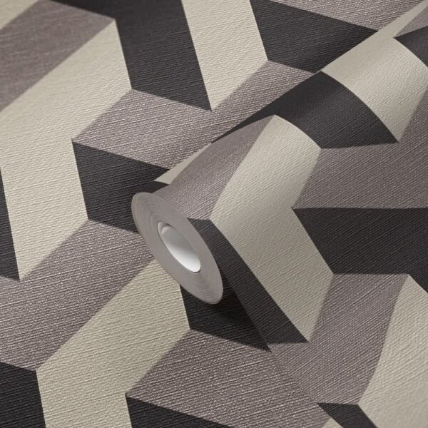 3D-Tapete Würfeloptik Beige Braun - Vliestapete geometrisch modern - Mustertapete livingwalls (781501)