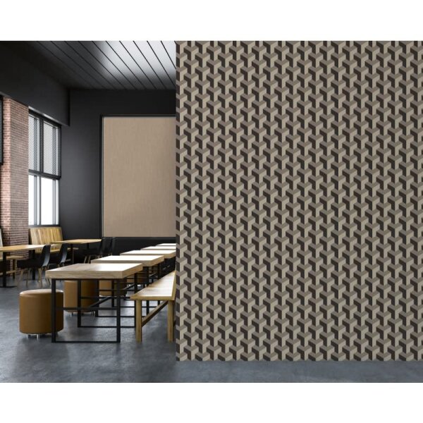 3D-Tapete Würfeloptik Beige Braun - Vliestapete geometrisch modern - Mustertapete livingwalls (781501)