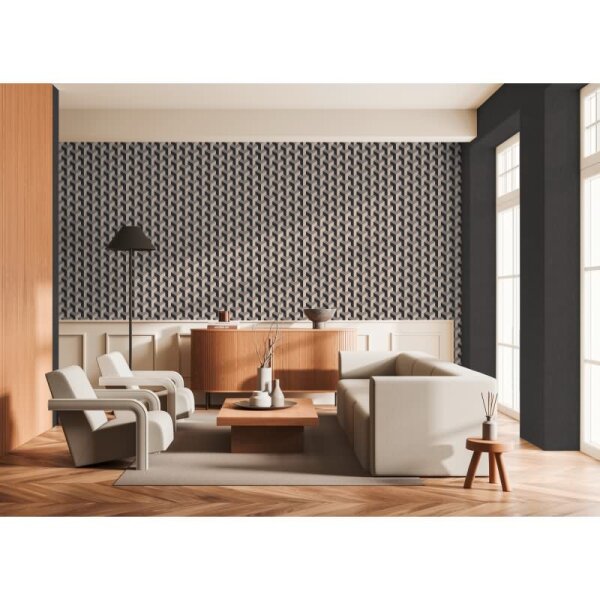 3D-Tapete Würfeloptik Beige Braun - Vliestapete geometrisch modern - Mustertapete livingwalls (781501)