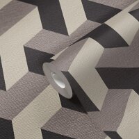 3D-Tapete W&uuml;rfeloptik Beige Braun - Vliestapete...