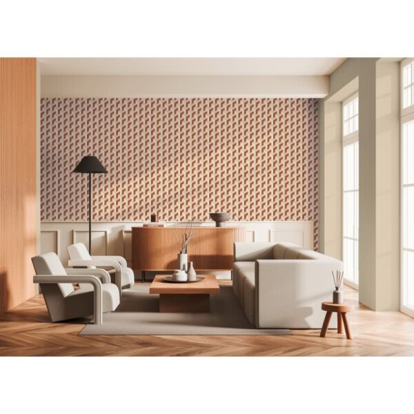 3D-Tapete Würfeloptik Beige Terracotta - Vliestapete geometrisch modern - Mustertapete livingwalls (781503)