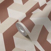 3D-Tapete W&uuml;rfeloptik Beige Terracotta - Vliestapete...