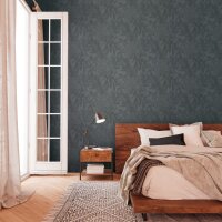 Dschungel-Tapete Dunkelblau Grau - Vliestapete mit...