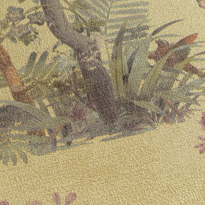 Blumen-Tapete mit Schmetterlinge Gelb Bunt - Vliestapete Vintage-Look elegant AS-Creation (790432)