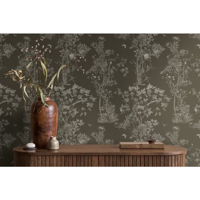 Blumen-Tapete mit Schmetterlinge Schwarz Grau - Vliestapete elegant strukturiert AS-Creation (790436)