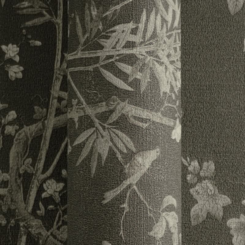 Blumen-Tapete mit Schmetterlinge Schwarz Grau - Vliestapete elegant strukturiert AS-Creation (790436)