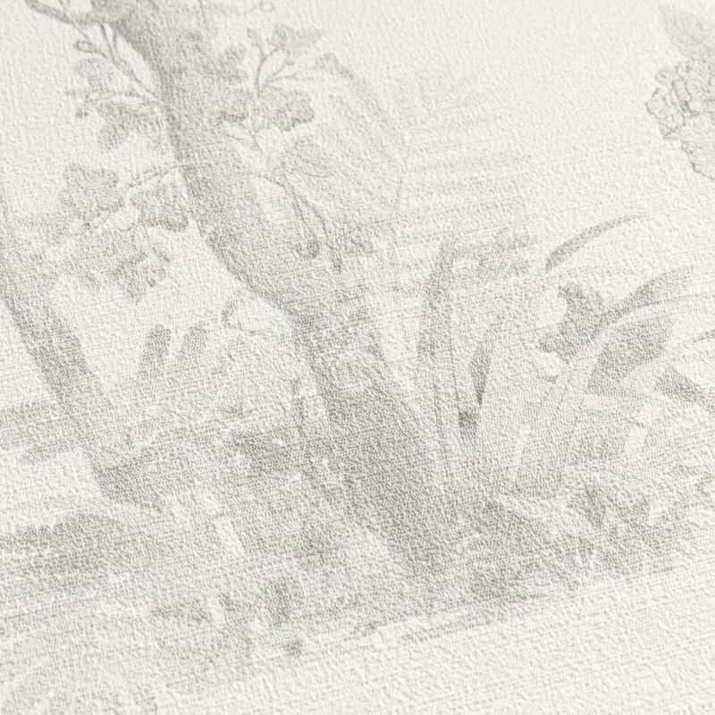 Blumen-Tapete mit Schmetterlinge Hellgrau Weiß - Vliestapete klassisch elegant AS-Creation (790437)