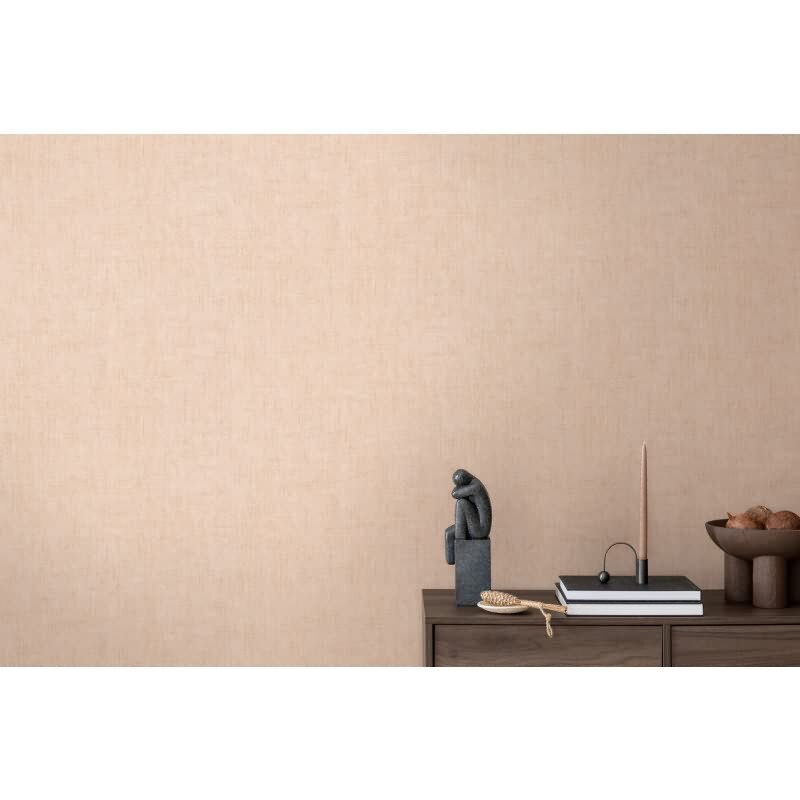 Tapete in Leinenstruktur Apricot Beige - Schlichte Vliestapete wohnlich AS-Creation (790441)