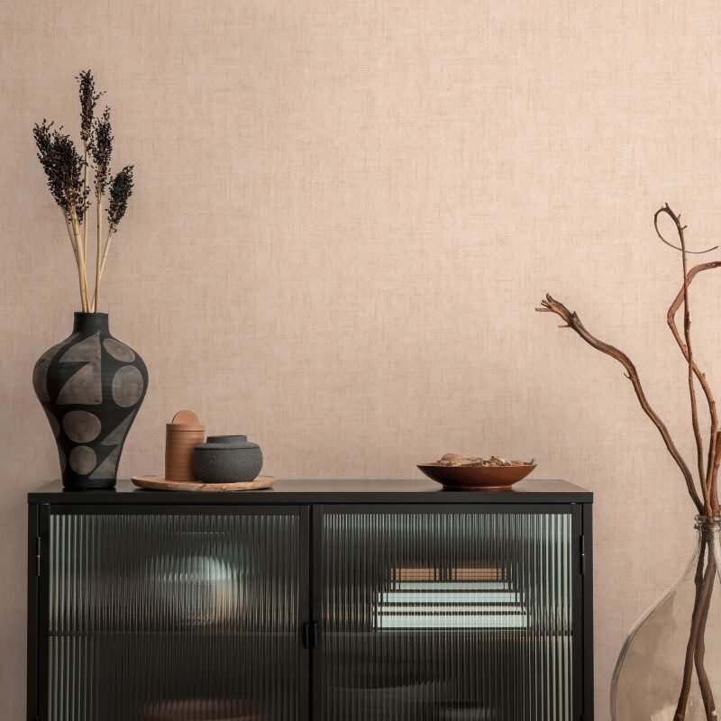 Tapete in Leinenstruktur Apricot Beige - Schlichte Vliestapete wohnlich AS-Creation (790441)
