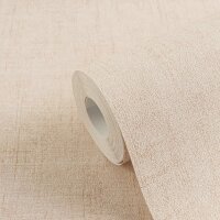 Tapete in Leinenstruktur Apricot Beige - Schlichte...
