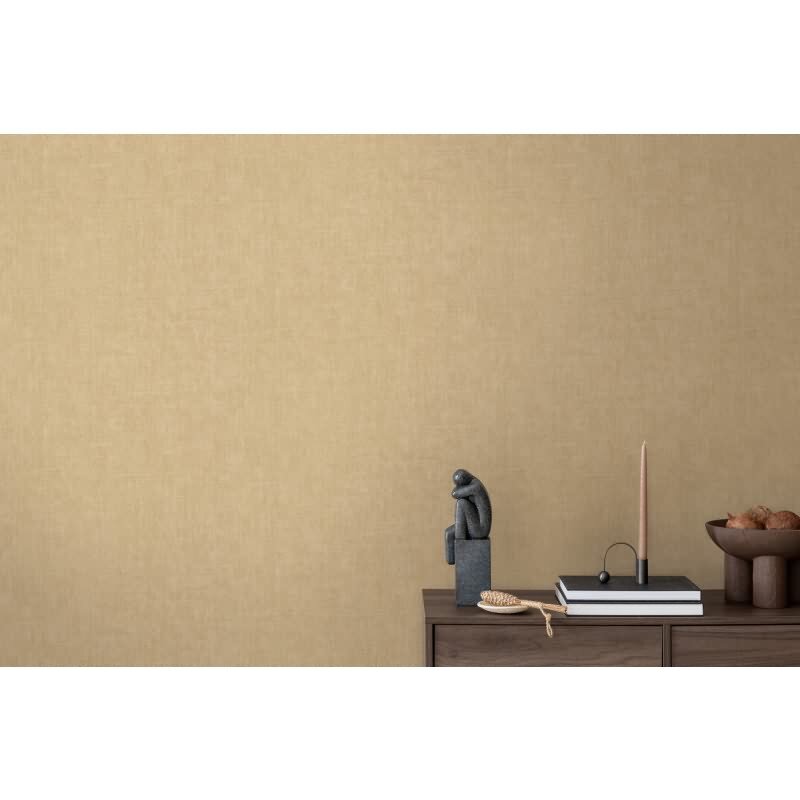 Tapete in Leinenstruktur Ocker Beige - Vliestapete modern wohnlich AS-Creation (790443)