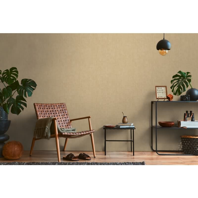 Tapete in Leinenstruktur Ocker Beige - Vliestapete modern wohnlich AS-Creation (790443)