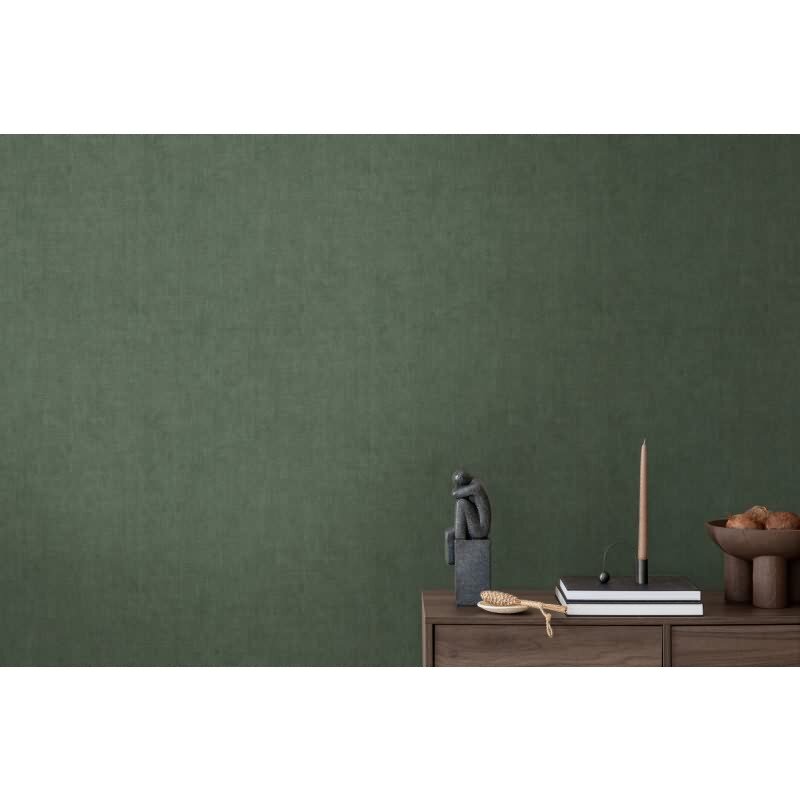 Tapete in Leinenstruktur Dunkelgrün - Schlichte Vliestapete modern AS-Creation (790448)