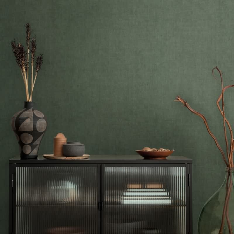 Tapete in Leinenstruktur Dunkelgrün - Schlichte Vliestapete modern AS-Creation (790448)