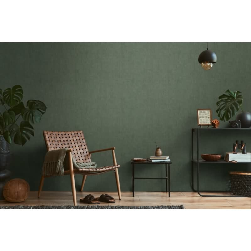 Tapete in Leinenstruktur Dunkelgrün - Schlichte Vliestapete modern AS-Creation (790448)