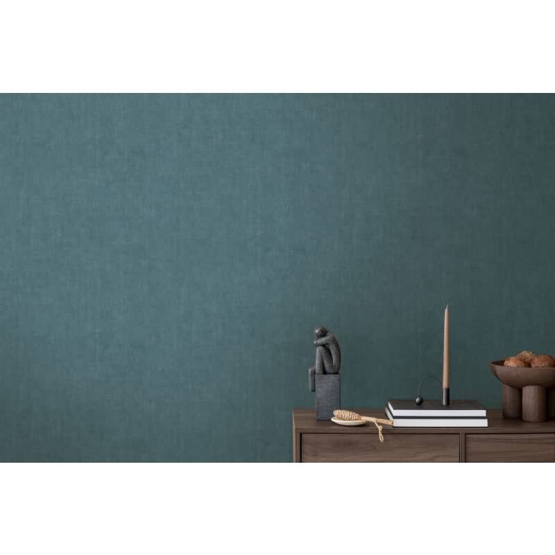 Tapete in Leinenstruktur Petrol Blau - Schlichte Vliestapete modern AS-Creation (790451)