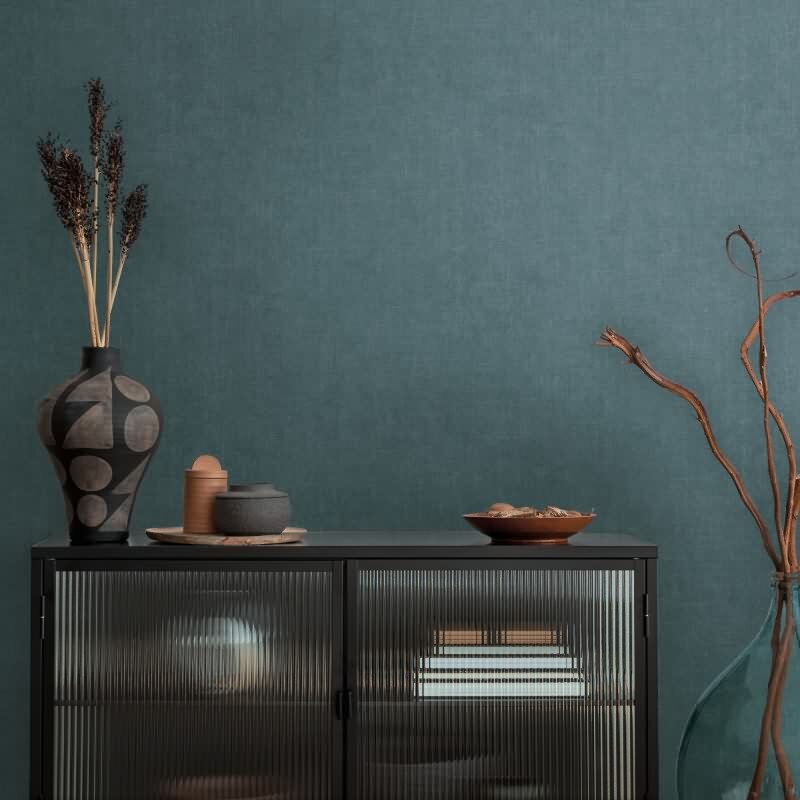 Tapete in Leinenstruktur Petrol Blau - Schlichte Vliestapete modern AS-Creation (790451)