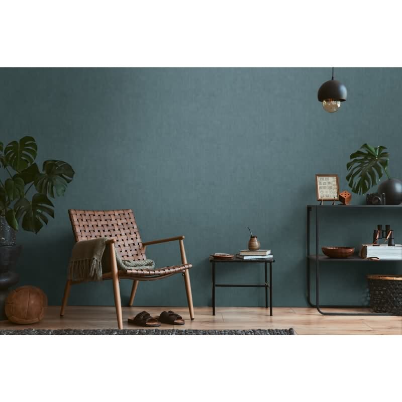 Tapete in Leinenstruktur Petrol Blau - Schlichte Vliestapete modern AS-Creation (790451)