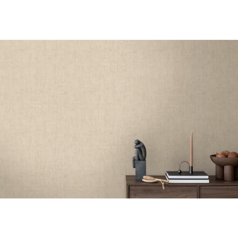Tapete in Leinenstruktur Taupe Beige - Schlichte Vliestapete wohnlich AS-Creation (790452)