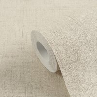 Tapete in Leinenstruktur Taupe Beige - Schlichte...