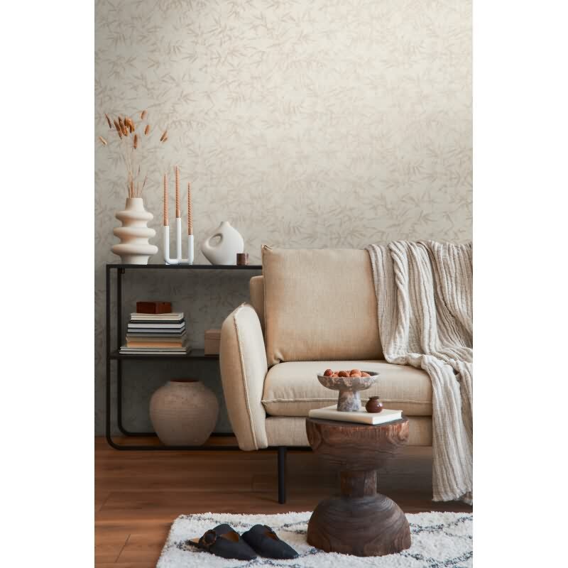Tapete in Bambusoptik Beige Creme - Vliestapete Naturmotiv fein AS-Creation (790461)