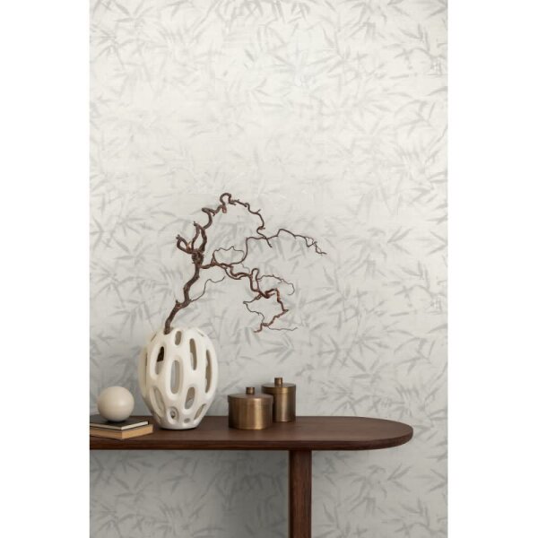 Tapete in Bambusoptik Hellgrau Weiß - Vliestapete Naturmotiv modern AS-Creation (790462)