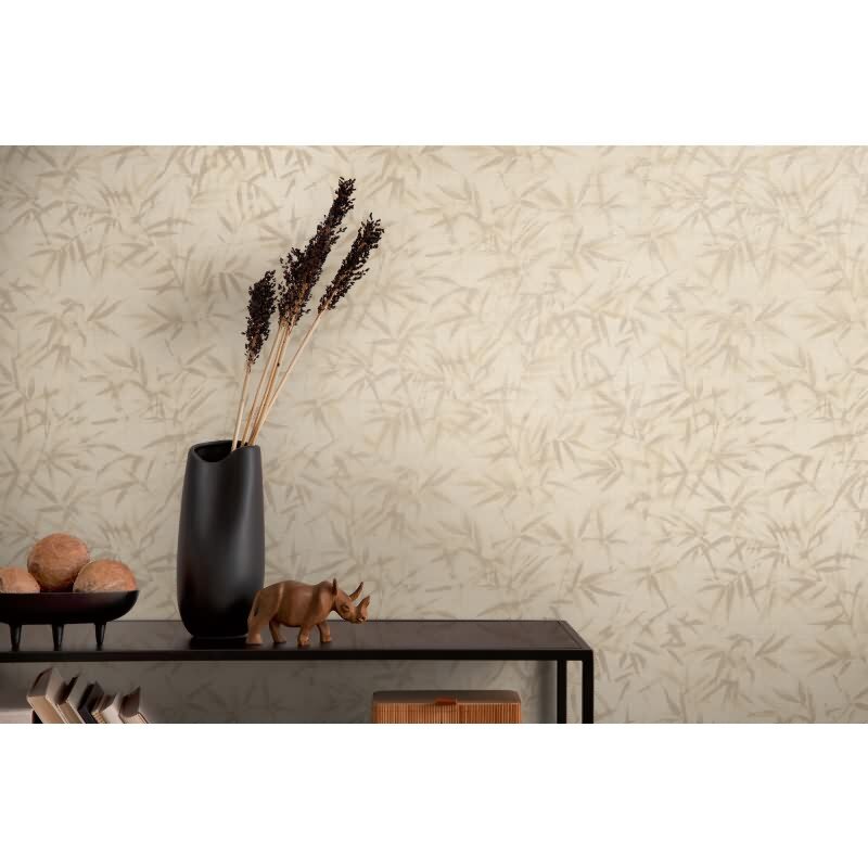 Tapete in Bambusoptik Beige Braun - Vliestapete strukturiert modern AS-Creation (790463)