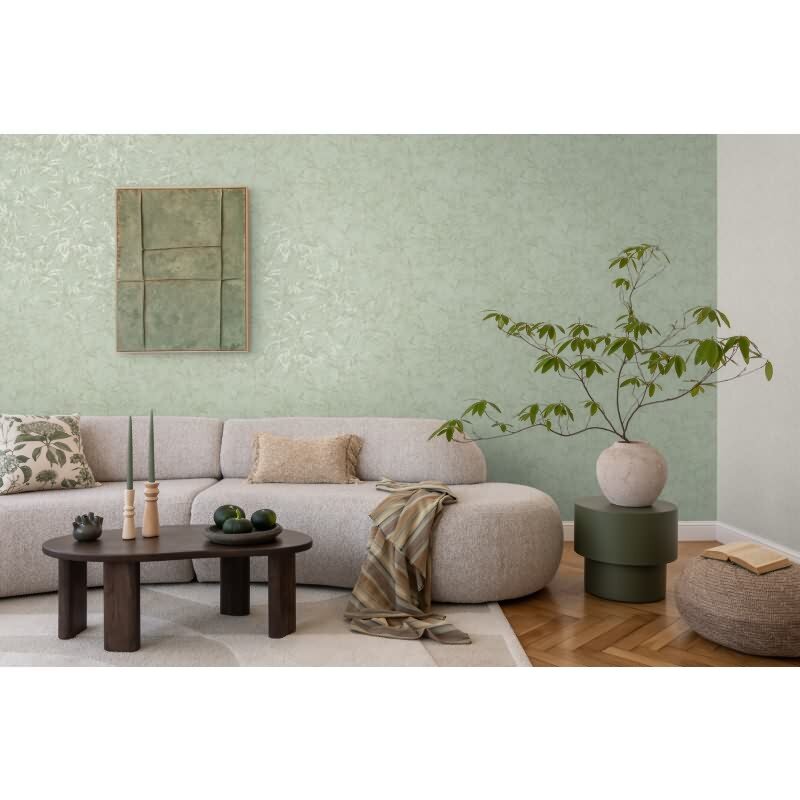 Tapete in Bambusoptik Salbeigrün Hellgrün - Vliestapete natürlich strukturiert AS-Creation (790464)