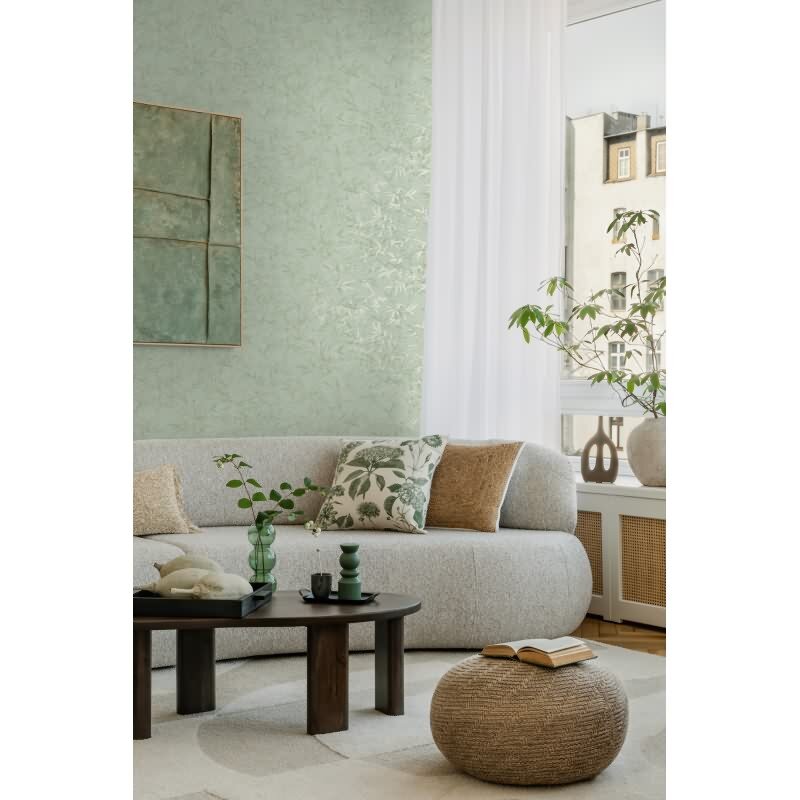 Tapete in Bambusoptik Salbeigrün Hellgrün - Vliestapete natürlich strukturiert AS-Creation (790464)