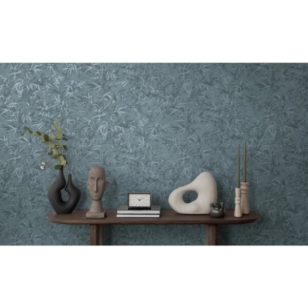 Tapete in Bambusoptik Blau Grau - Vliestapete Naturmotiv modern AS-Creation (790466)