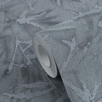 Tapete in Bambusoptik Blau Grau - Vliestapete Naturmotiv...